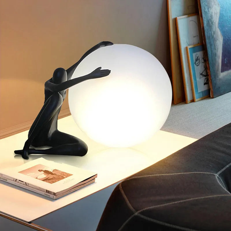 Human and Moon Table Light - Floral Fawna