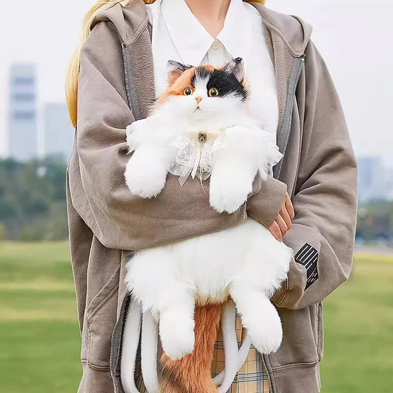 Realistic Plush Cat Backpack - Floral Fawna