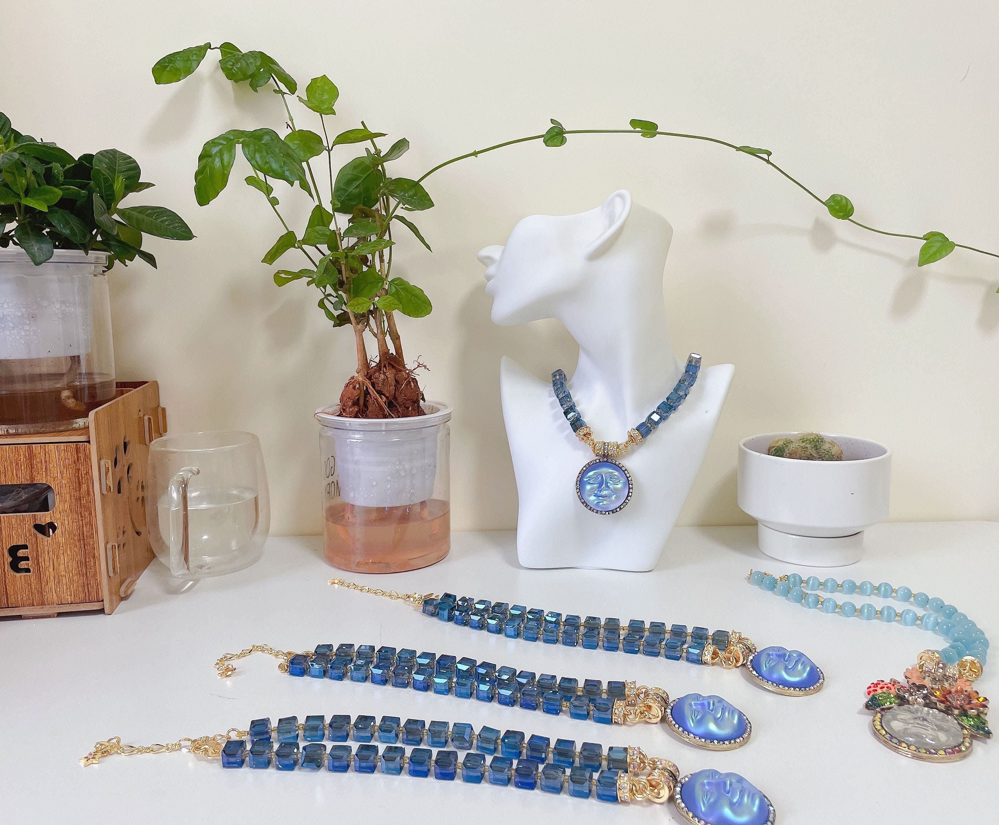 Holographic Moon Face Necklace