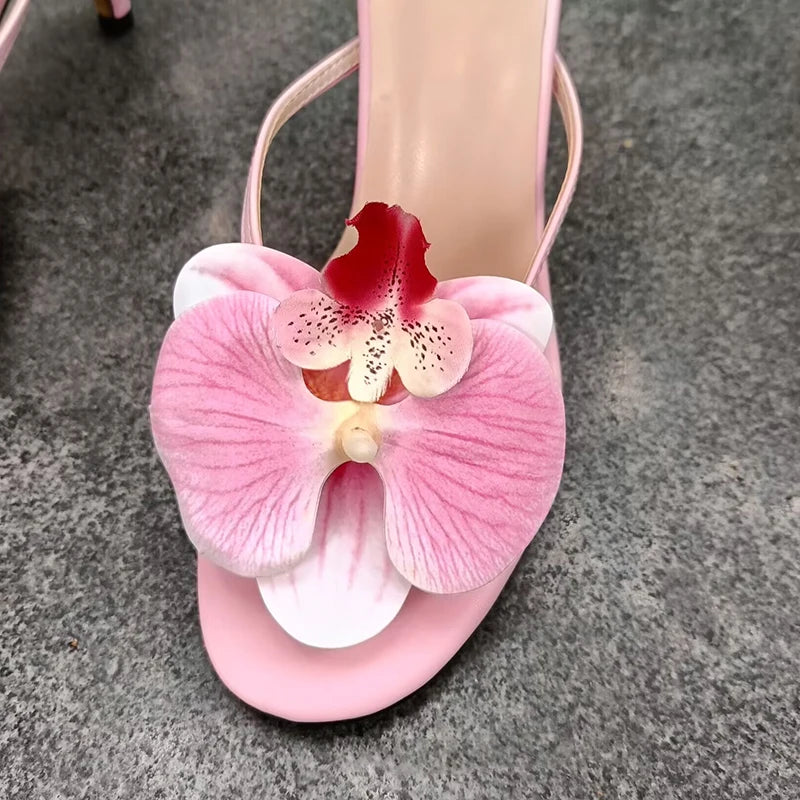 Pink Iris Heeled Sandals - Floral Fawna