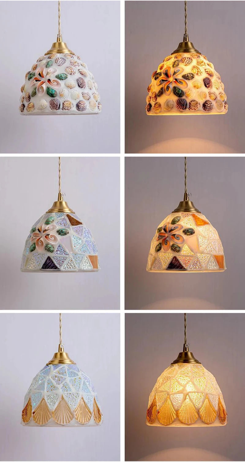 Mediterranean Sea Shell Pendant Lamp - Floral Fawna