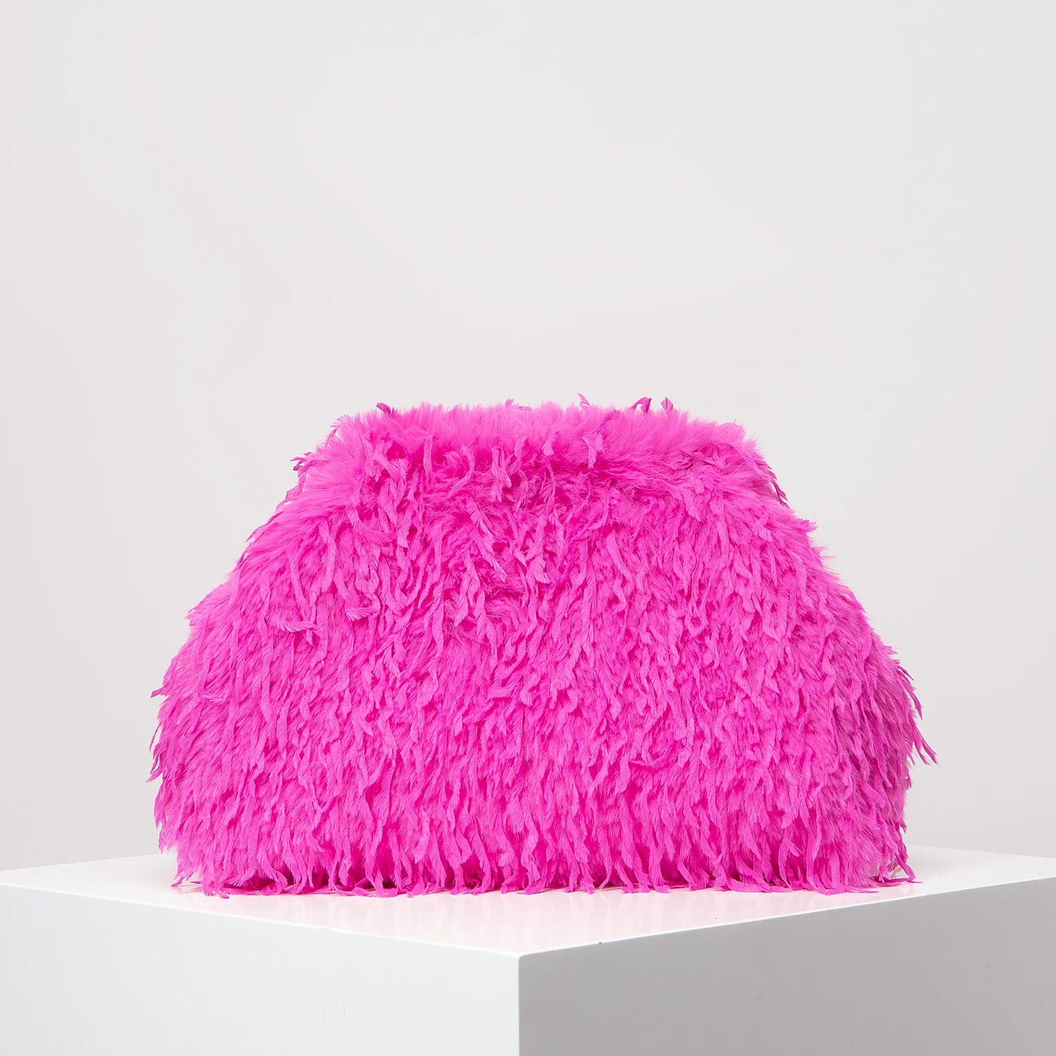Oversized Faux Feather Clutch Bag