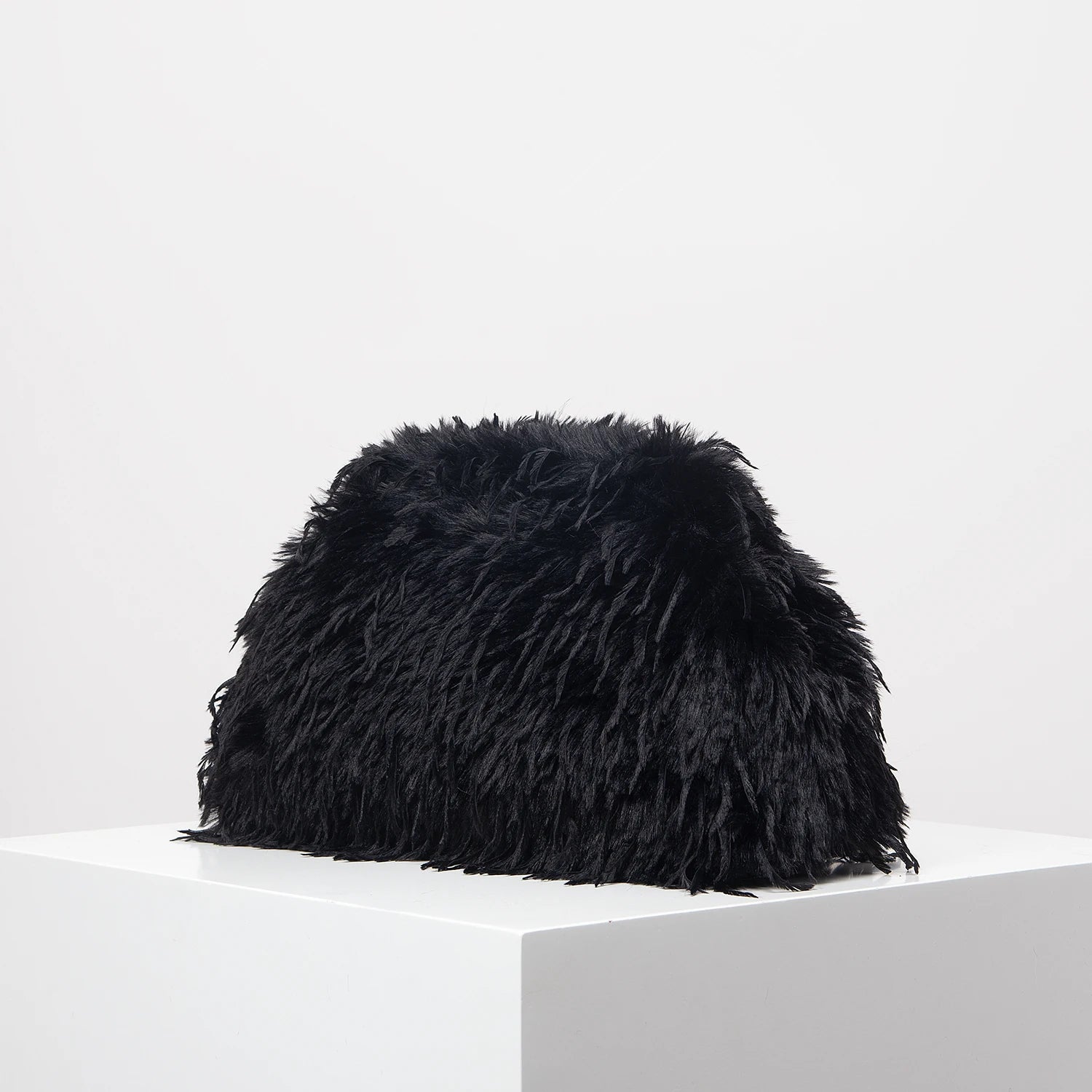 Oversized Faux Feather Clutch Bag