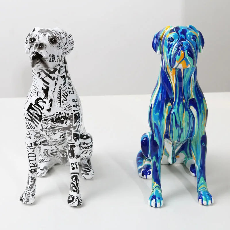 Abstract Boxer Sculpture - Floral Fawna