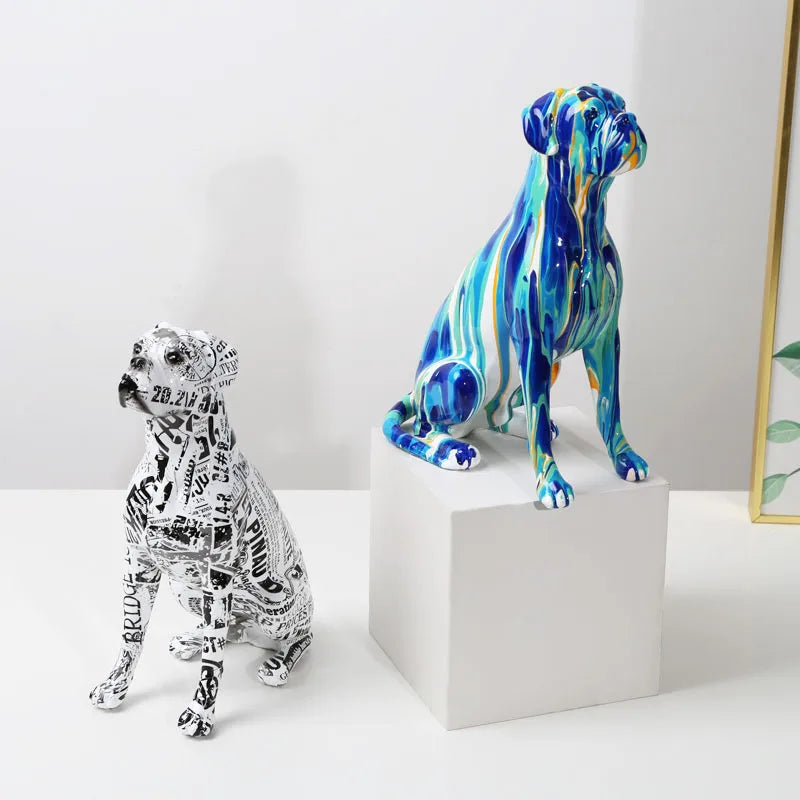 Abstract Boxer Sculpture - Floral Fawna