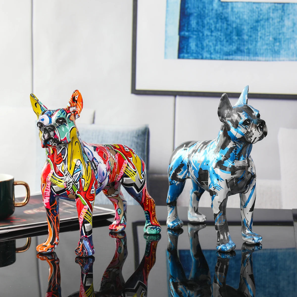 Abstract Boston Terrier Sculpture - Floral Fawna