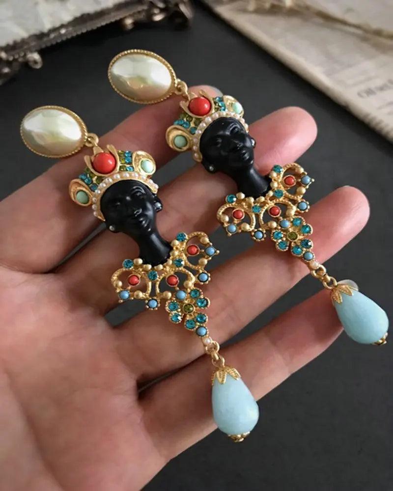 Egyptian Woman Dangle Earrings - Floral Fawna