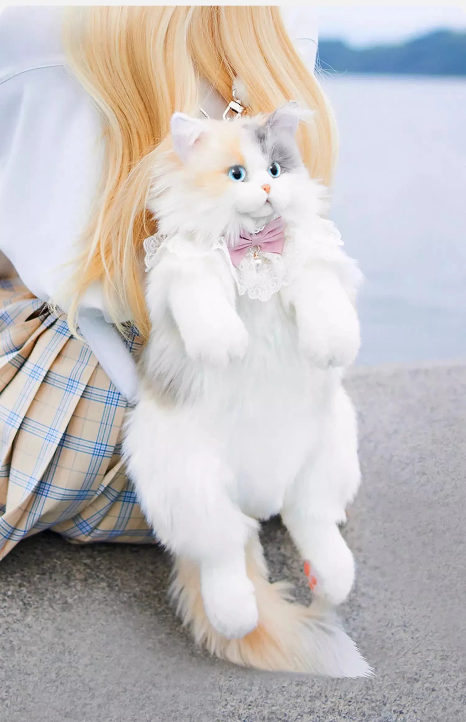 Realistic Plush Cat Backpack - Floral Fawna