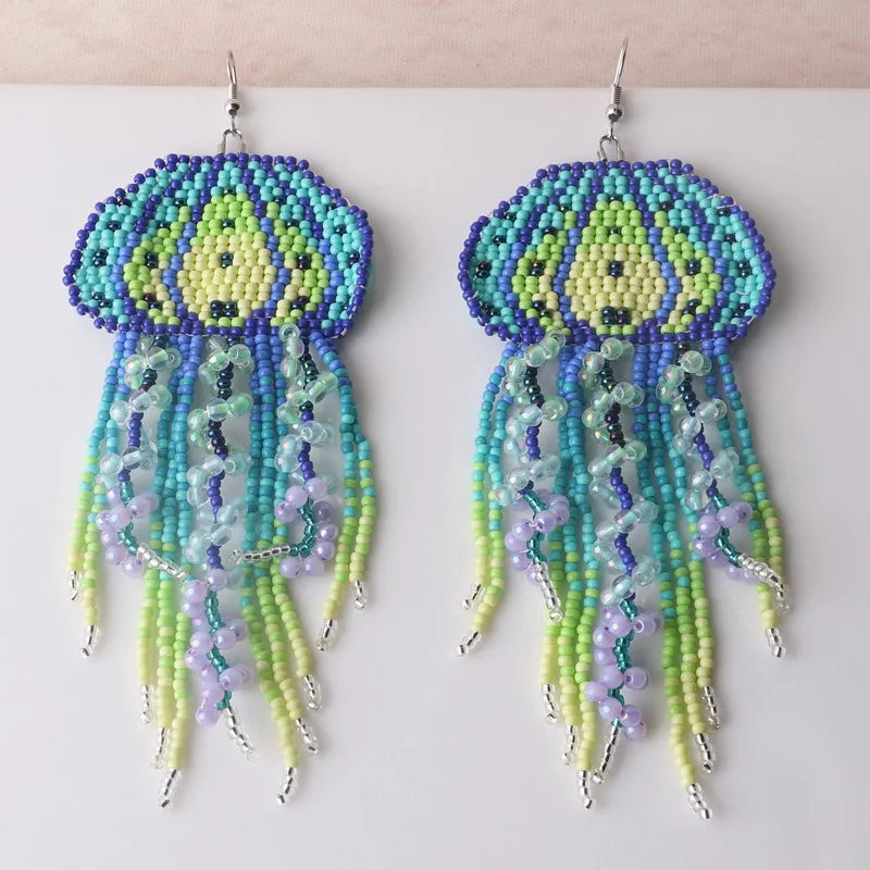 Jellyfish Rice Bead Earrings - Floral Fawna
