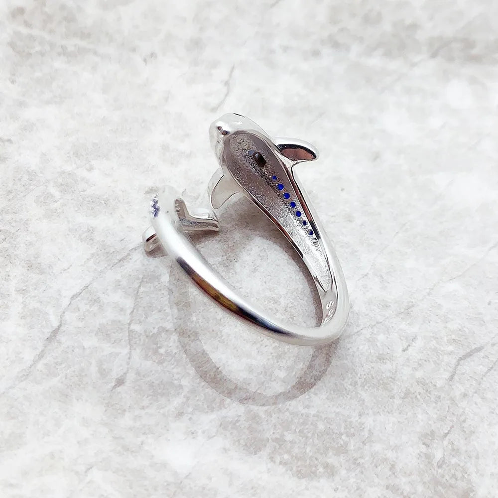 Sterling Silver Dolphin Ring - Floral Fawna