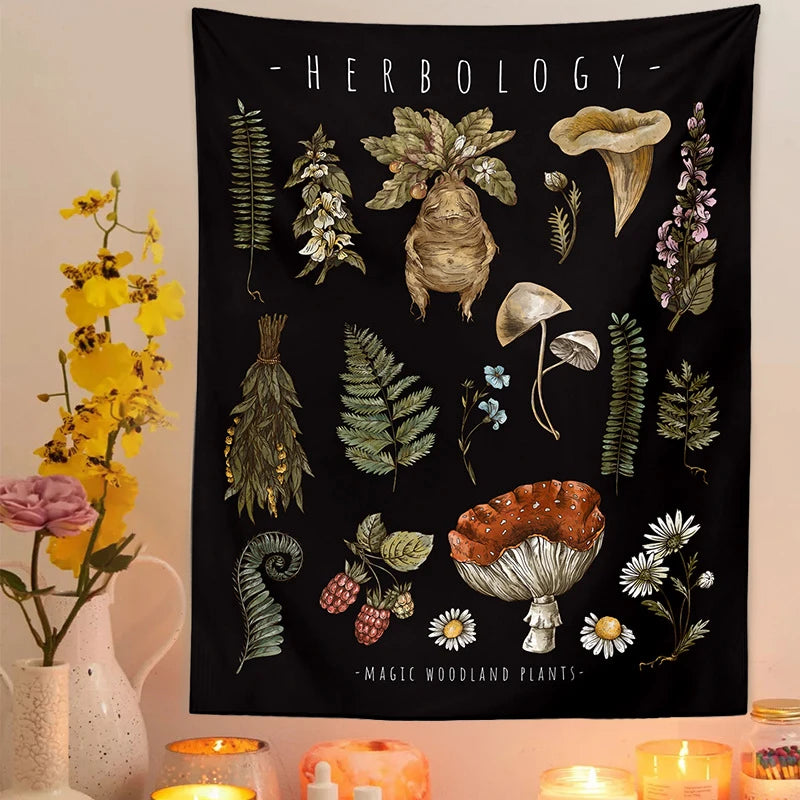 Mushroom Tapestry Wall Hanging - Floral Fawna