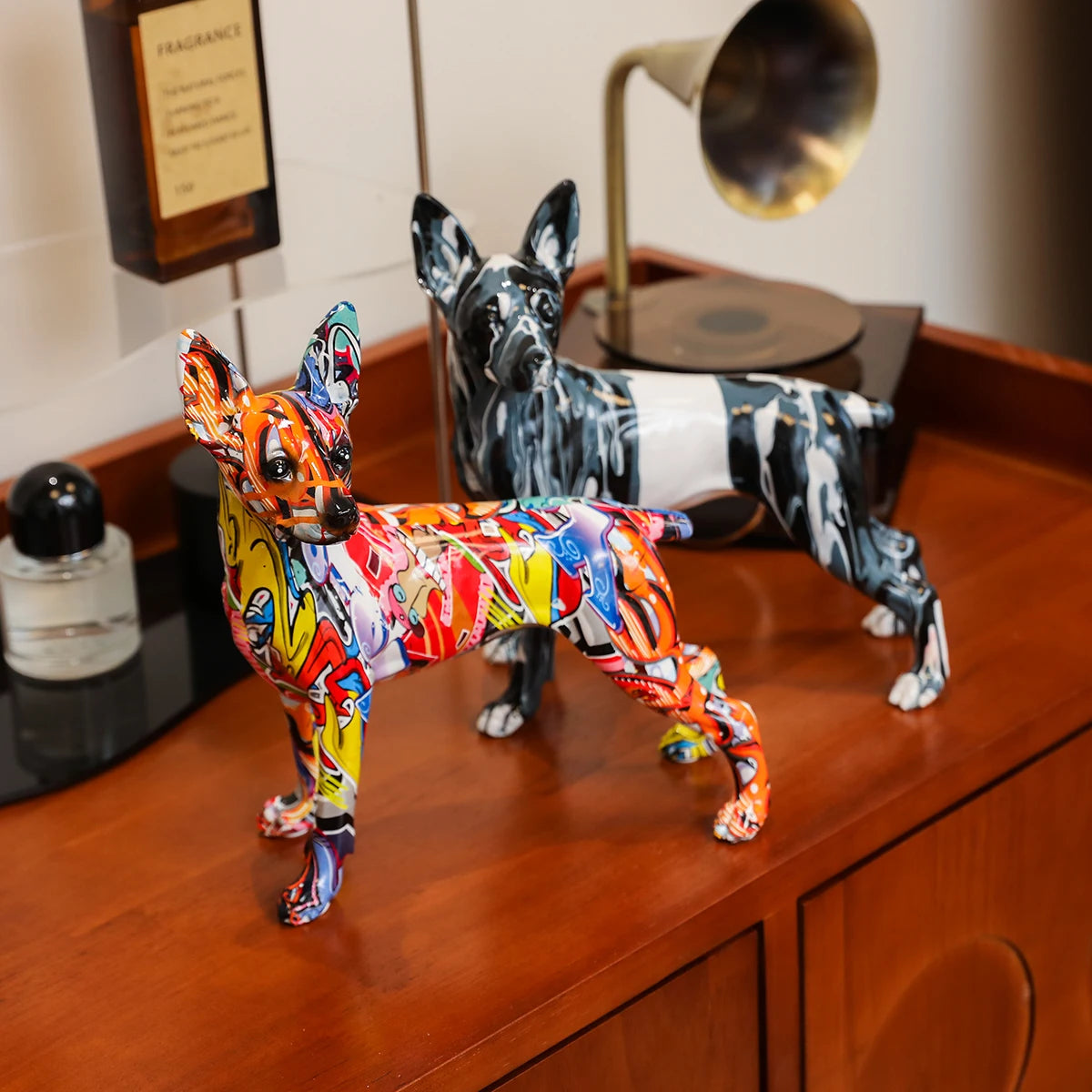 Miniature Pinscher Abstract Sculpture - Floral Fawna