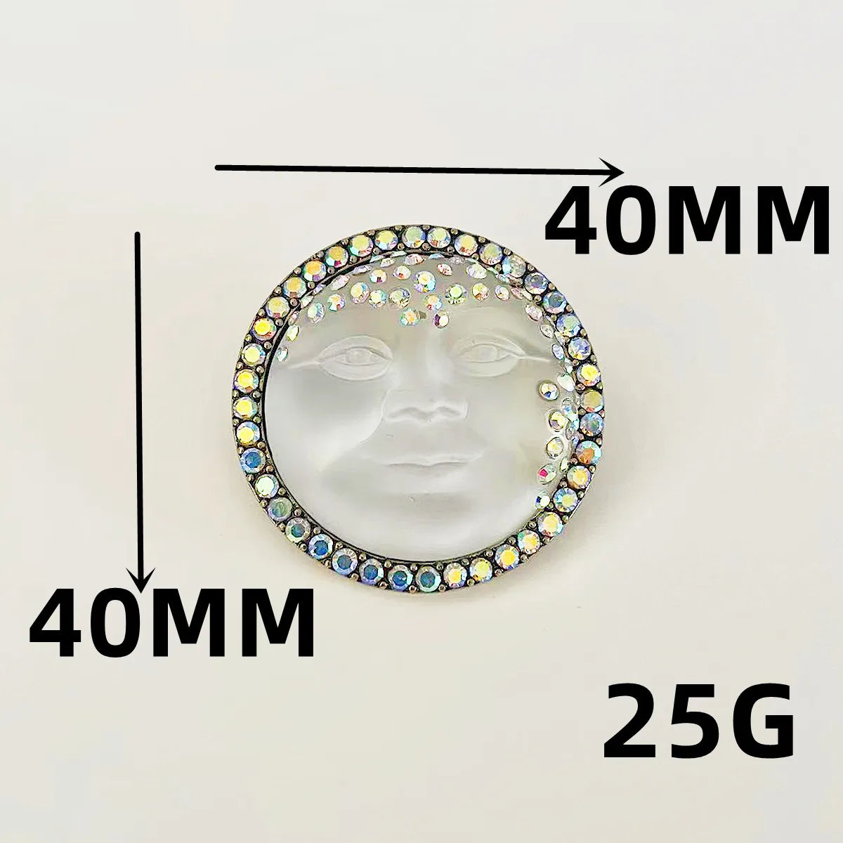 Rhinestone Moon Face Brooch - Floral Fawna