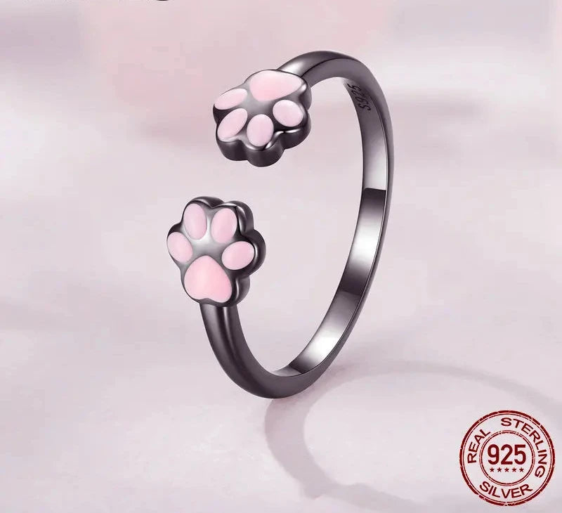 Sterling Silver Cat Paw Ring - Floral Fawna