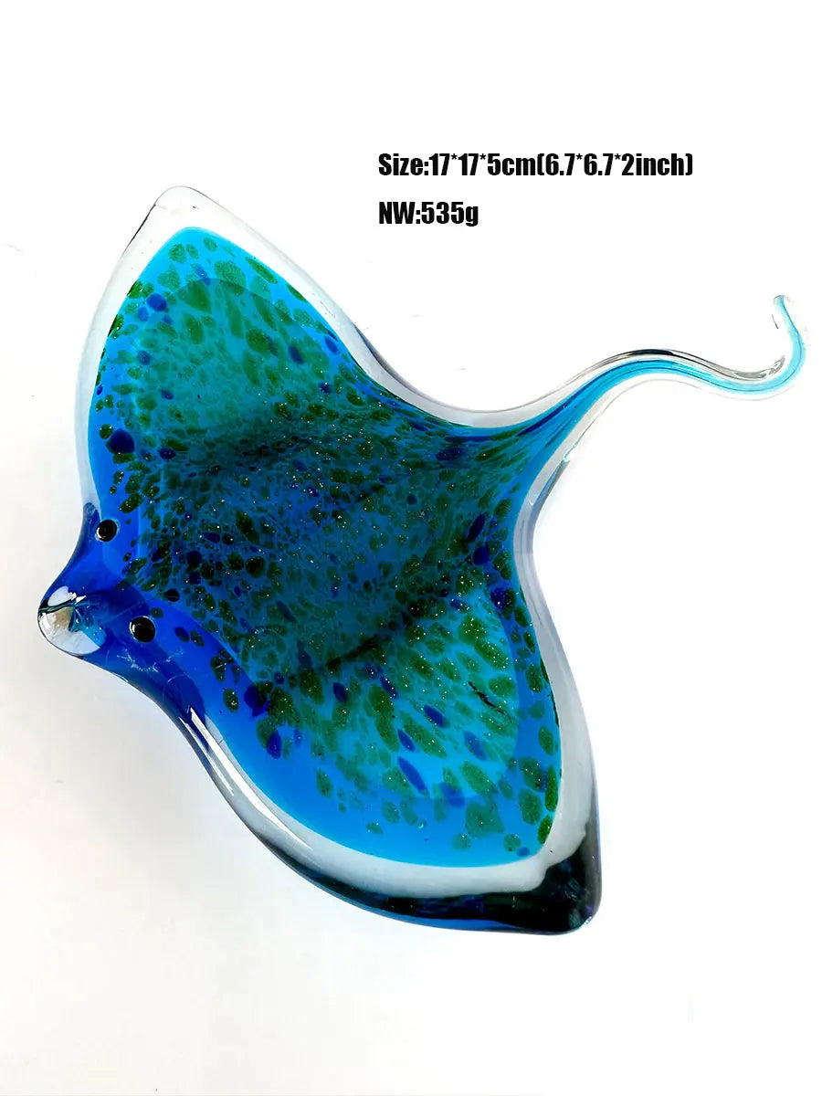 Glass Blown Sting Ray Sculpture - Floral Fawna