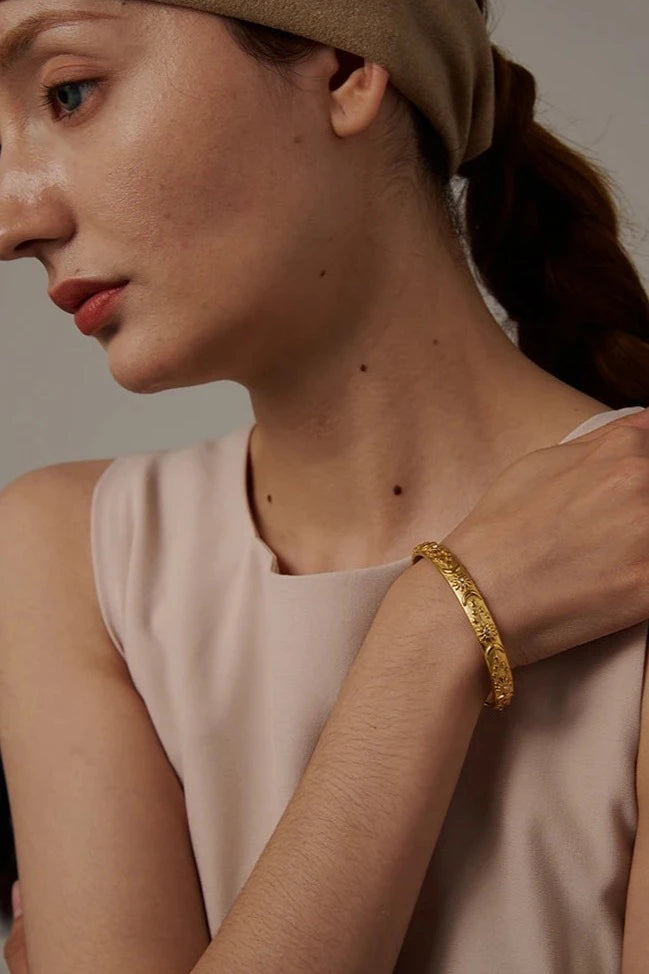 Gold Celestial Cuff Bracelet - Floral Fawna