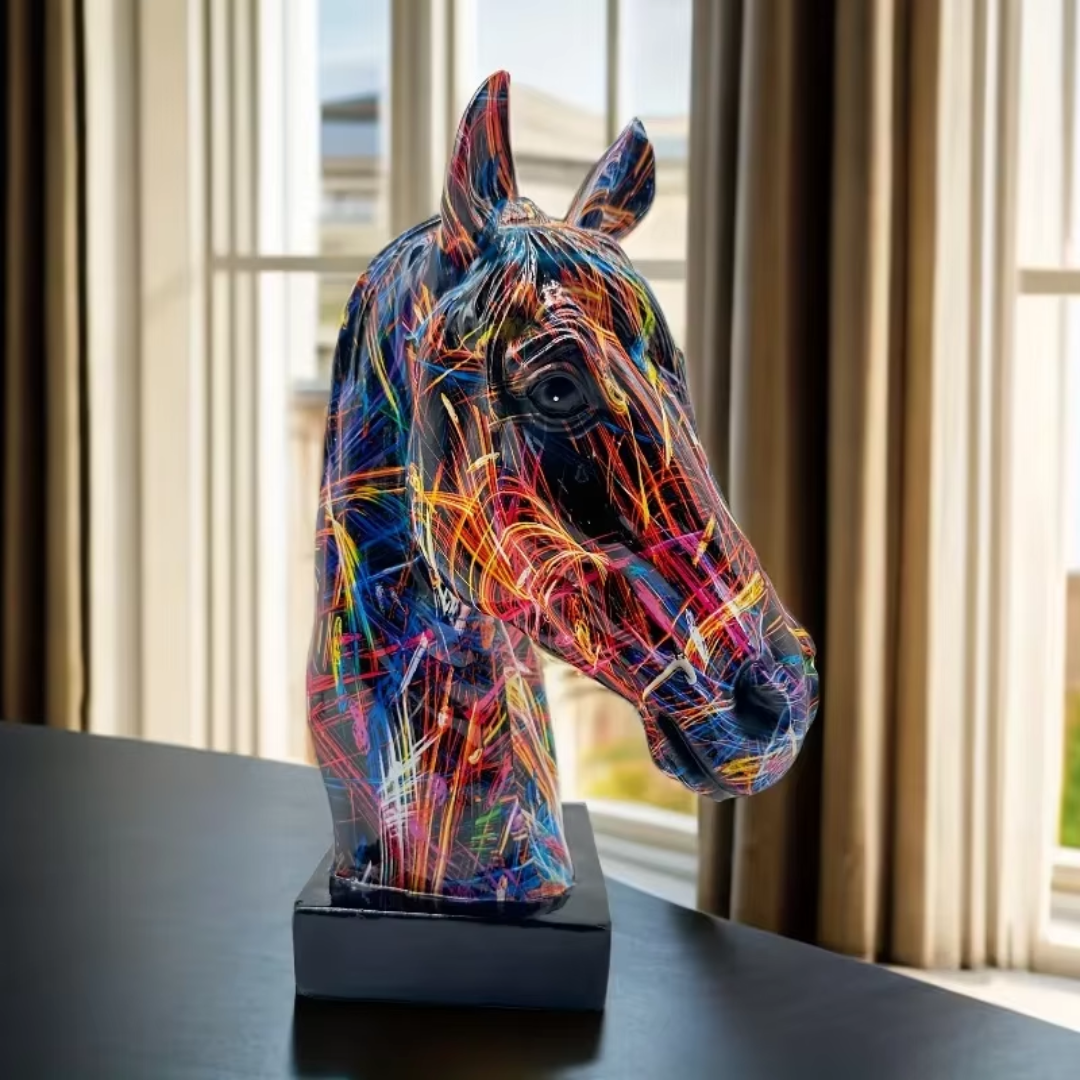 Abstract Horse Head Sculpture - Floral Fawna