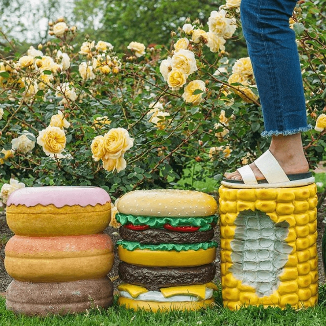 Food Resin Stool - Floral Fawna
