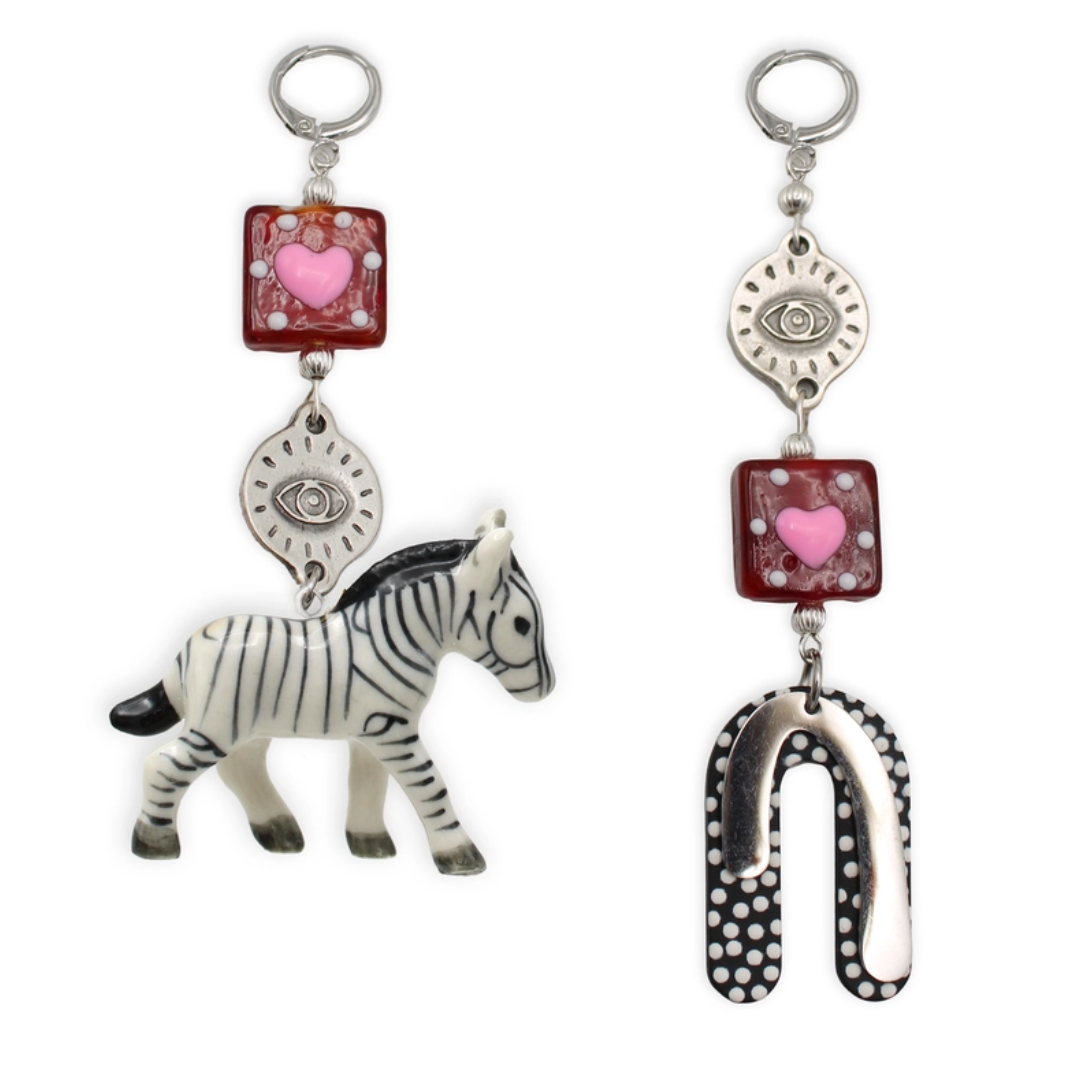 Abstract Zebra Dangle Earrings