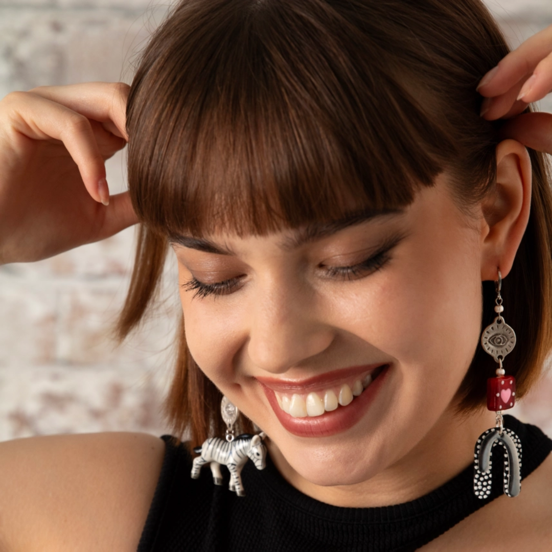 Abstract Zebra Dangle Earrings