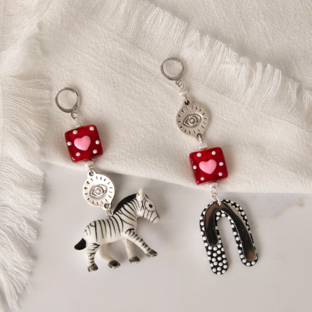 Abstract Zebra Dangle Earrings