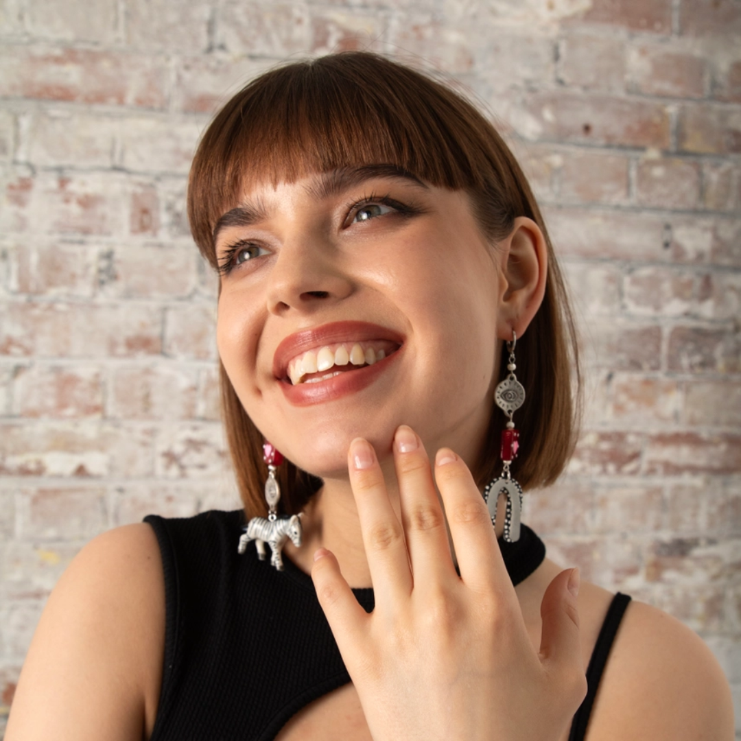 Abstract Zebra Dangle Earrings
