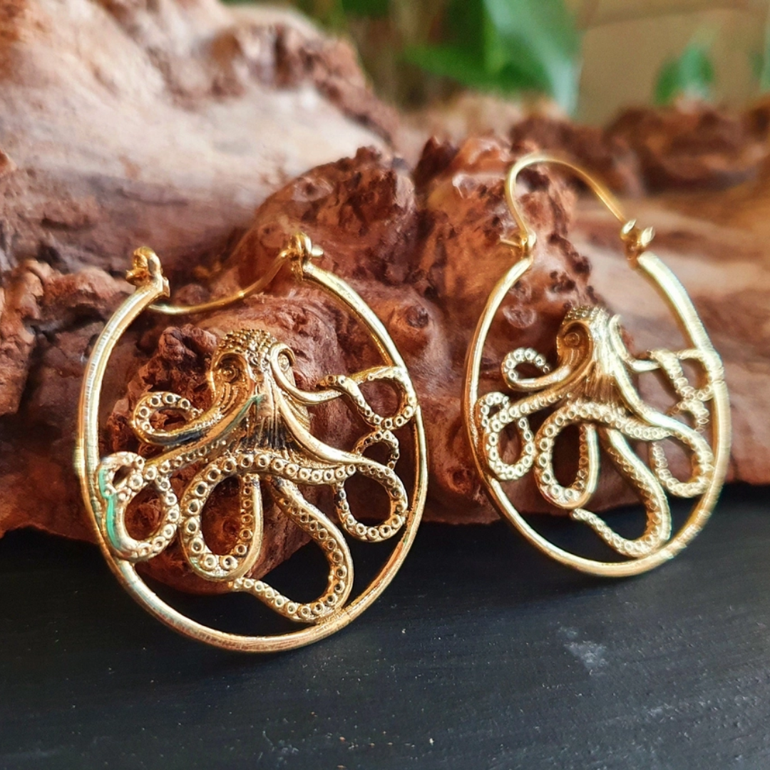 Gold Octopus Earrings