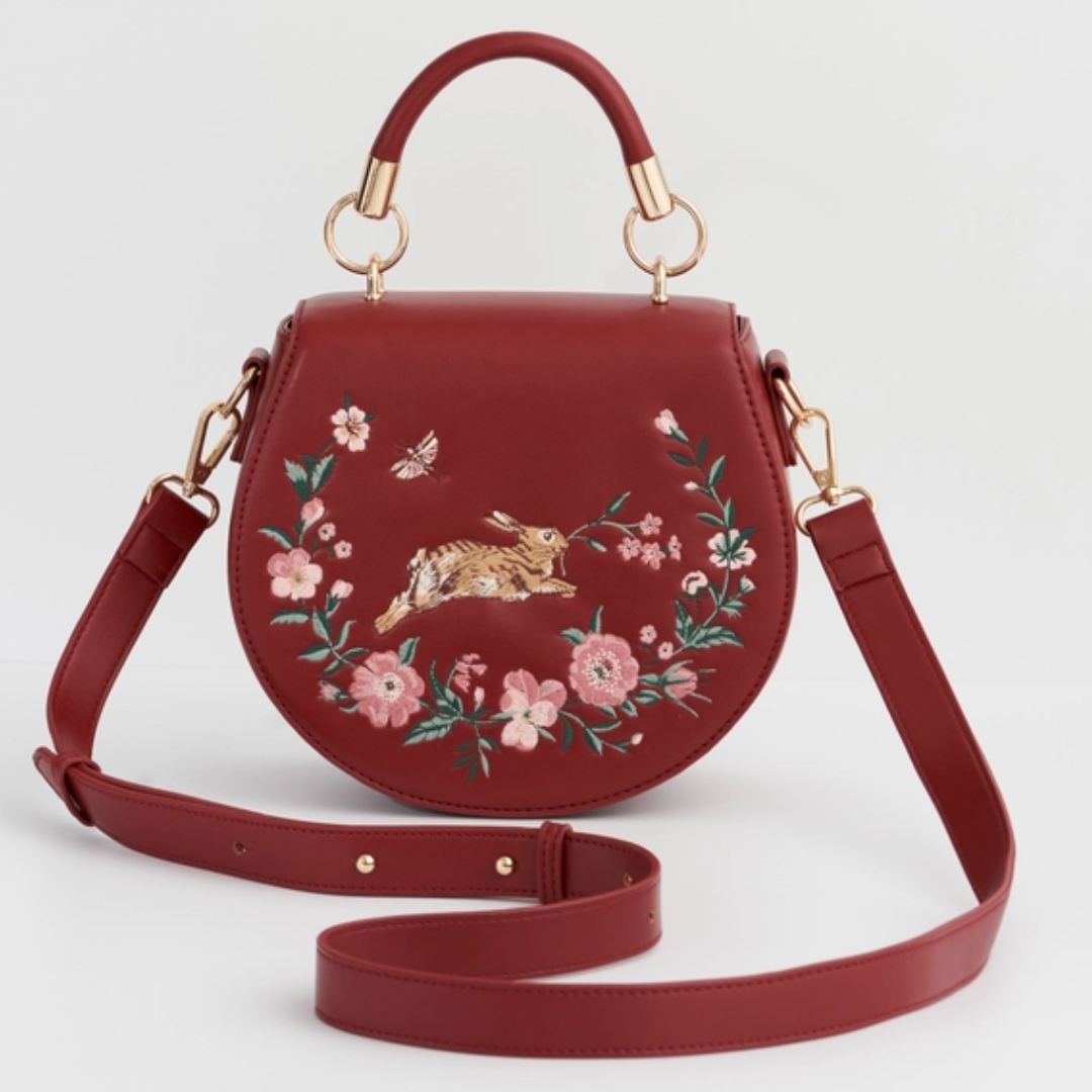 Running Bunny Burgundy Saddle Purse