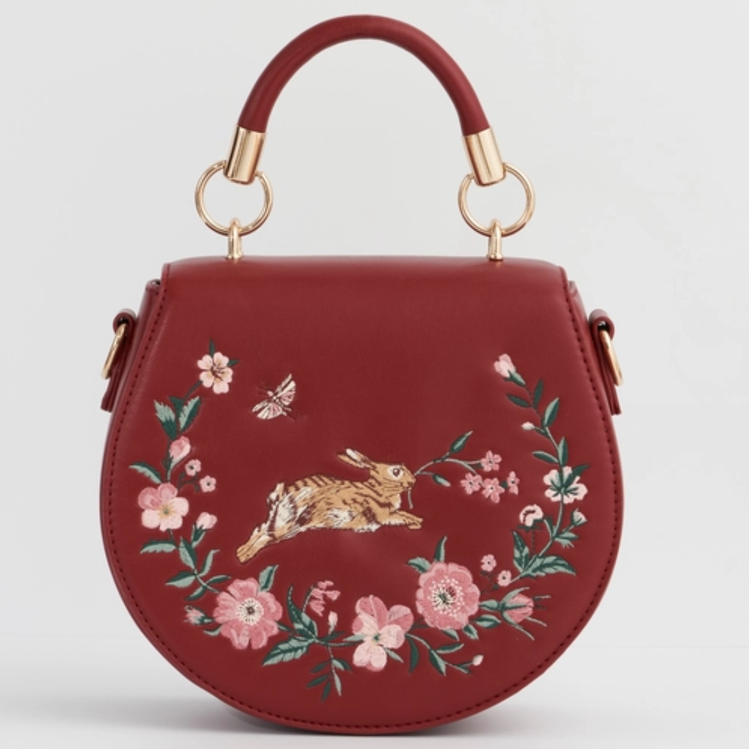 Running Bunny Burgundy Saddle Purse