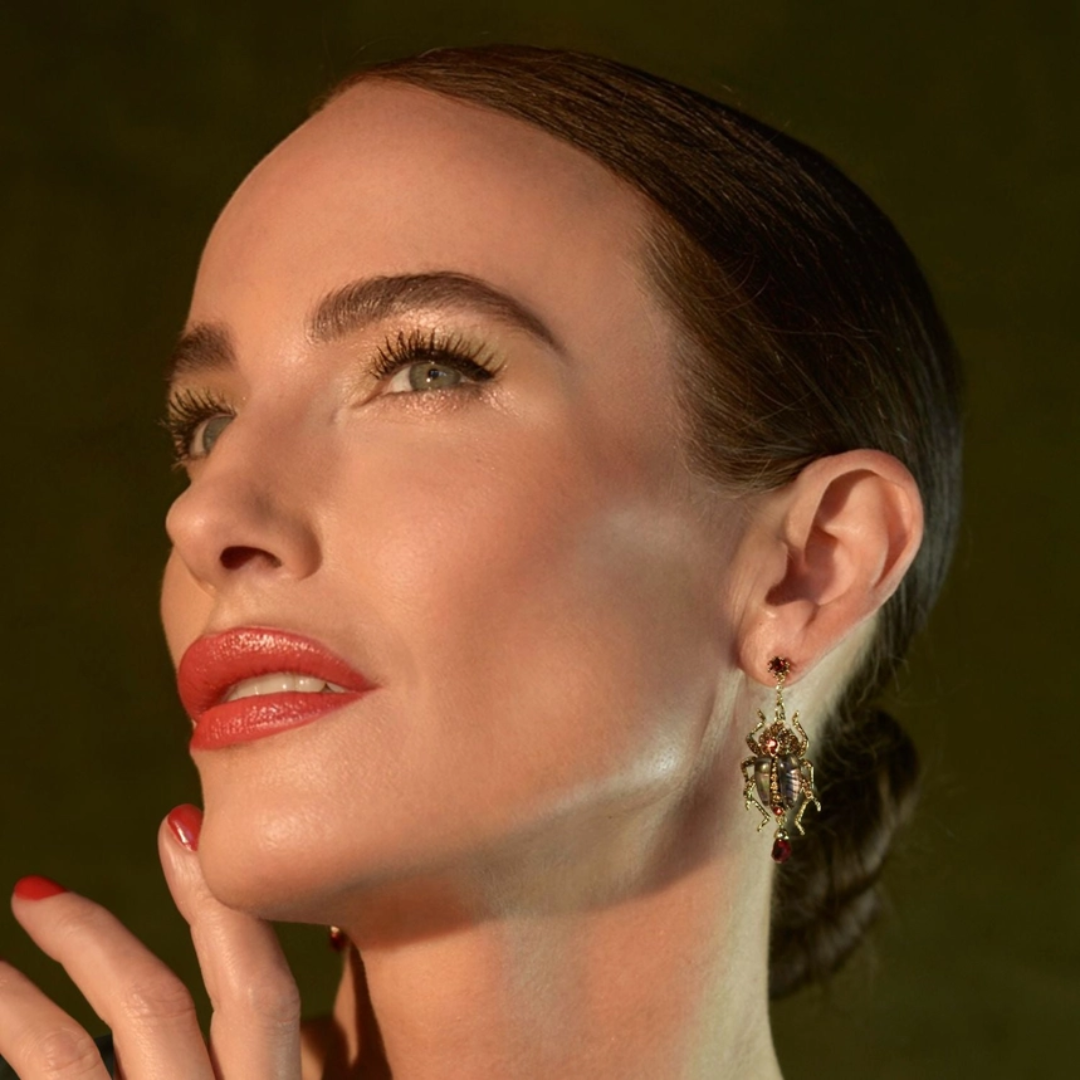 Bejewelled Beetle Statement Drop Earrings
