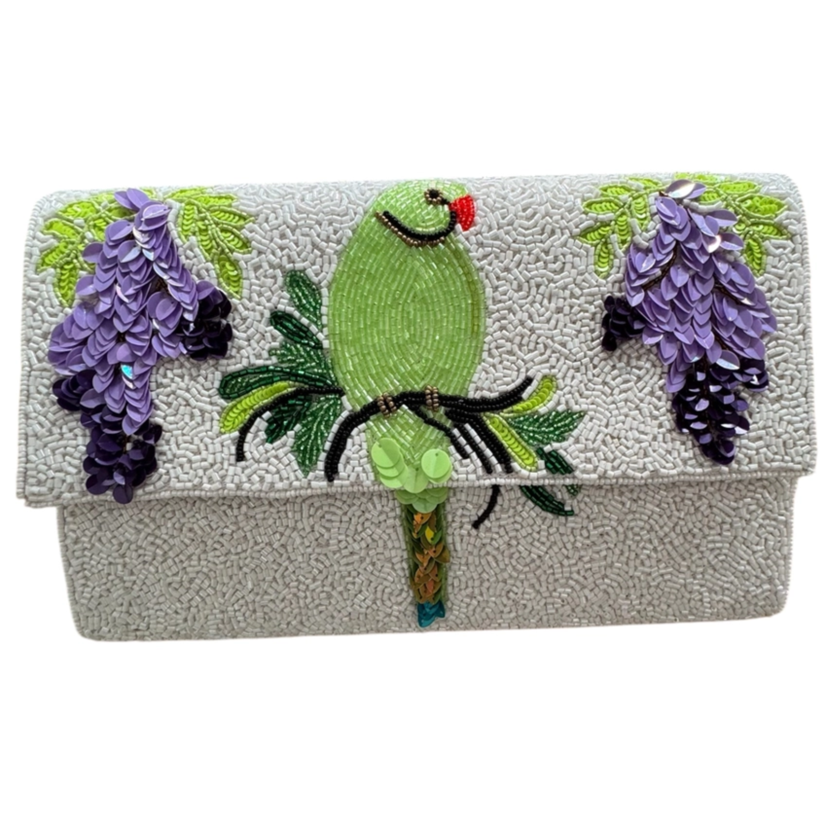 Embellished Ring Neck Parakeet Crossbody Bag