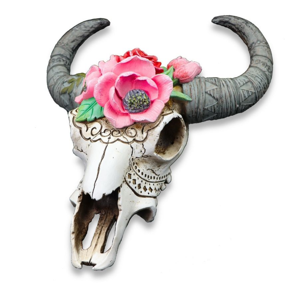 Ram Skull with Flowers Wall Hanging