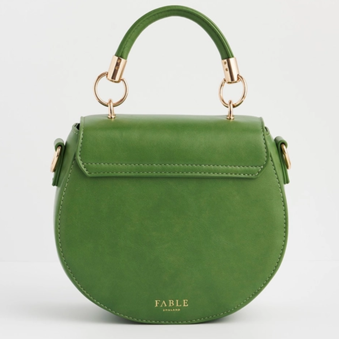 Fawn & Snail Green Embroidered Top Handle Bag