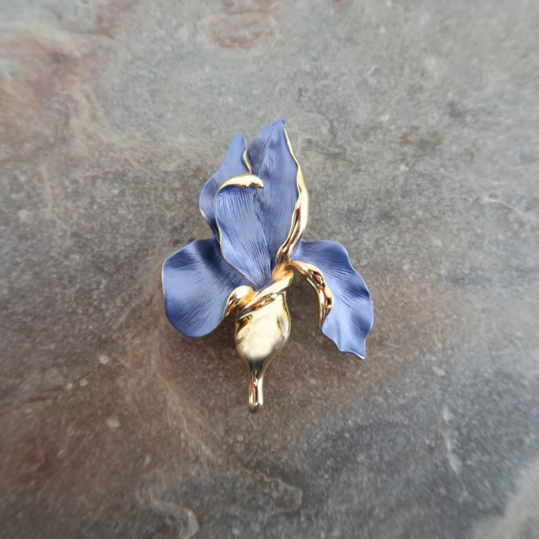 Gold Plated Iris Brooch
