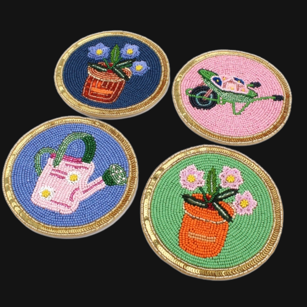 Beaded Gardening Coasters - Set of 4