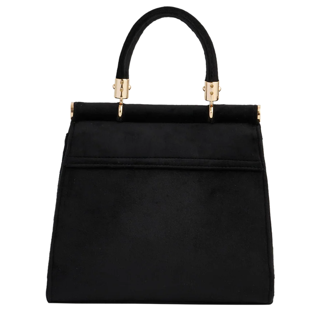Deer & Moon Embroidered Black Velvet Tote Bag