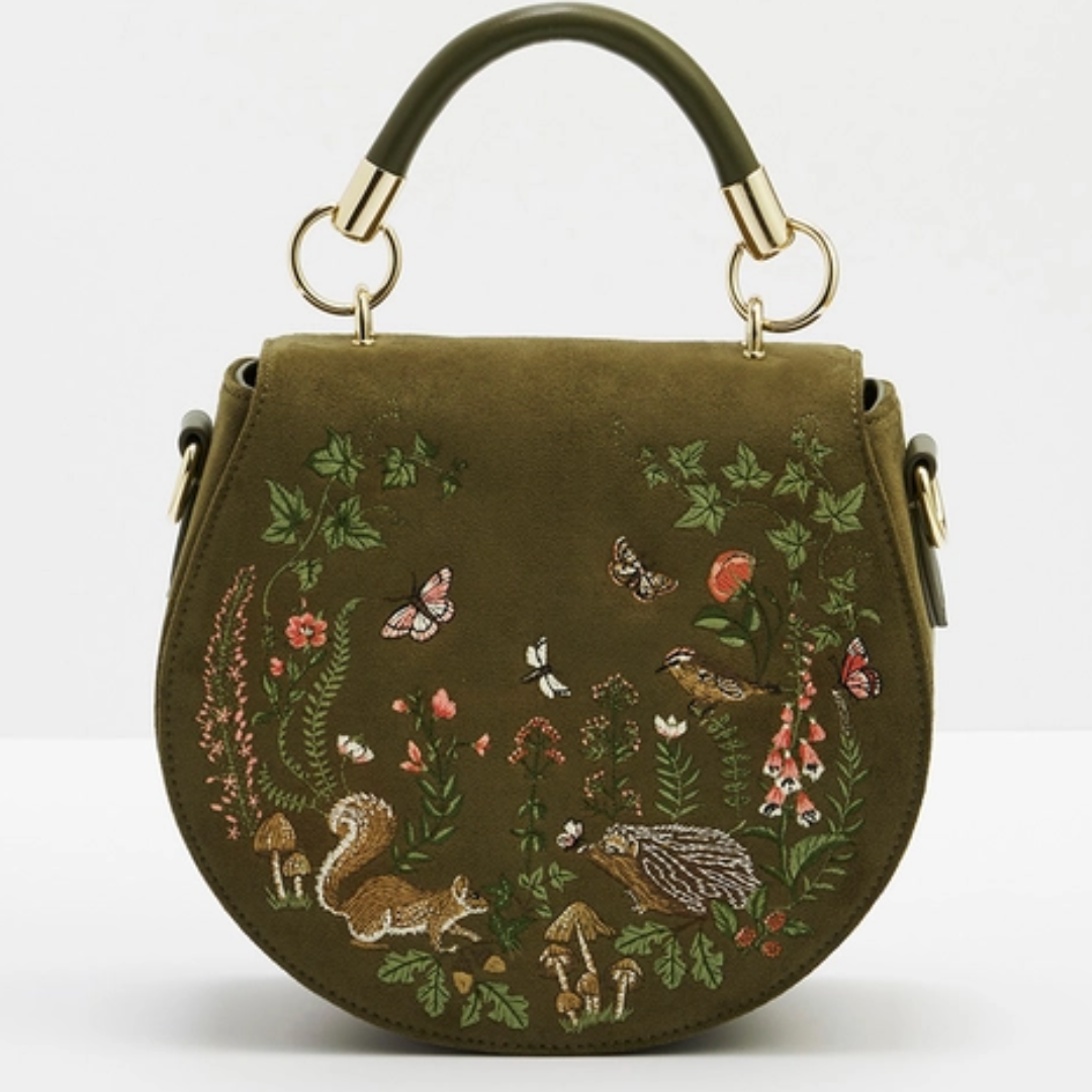 Meadow Scene Embroidered Saddle Bag