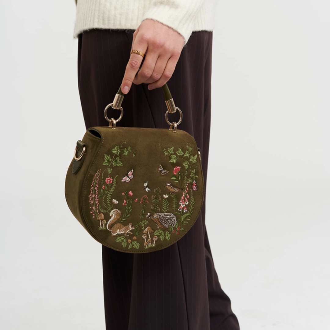Meadow Scene Embroidered Saddle Bag