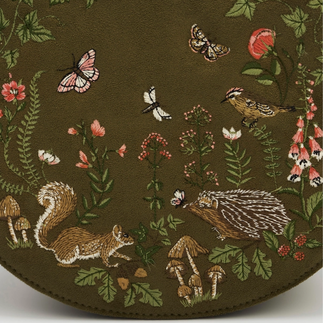 Meadow Scene Embroidered Saddle Bag