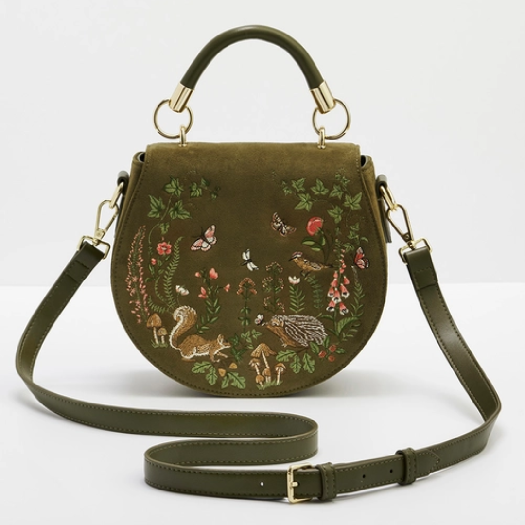 Meadow Scene Embroidered Saddle Bag