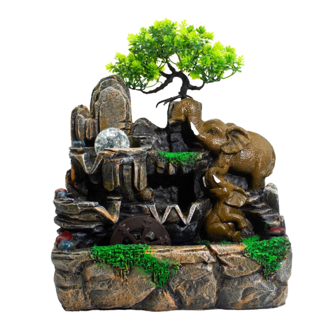 Elephant, Crystal Ball & Watermill Water Feature