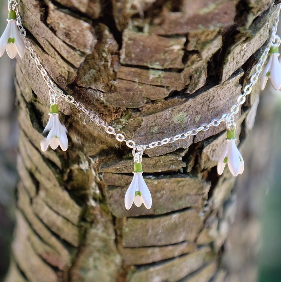 Snowdrop White Flower Charm Bracelet