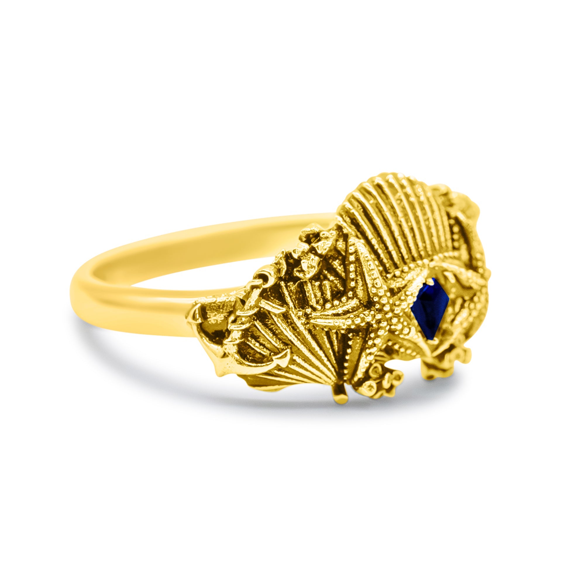Starfish Blue Stone Gold Ring
