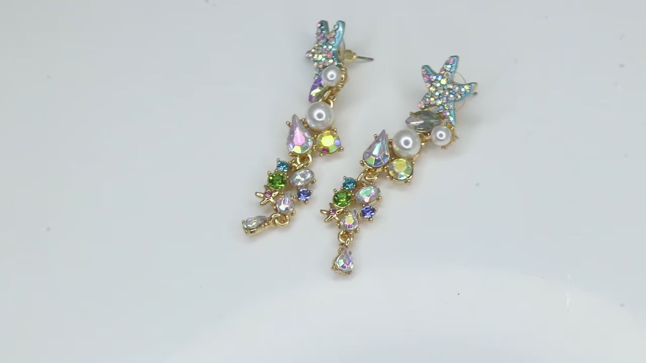 Starfish Crystal Drop Earrings