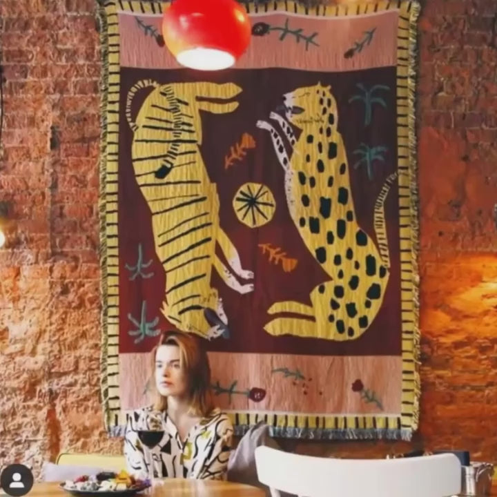 Leopard & Tiger Tapestry Throw