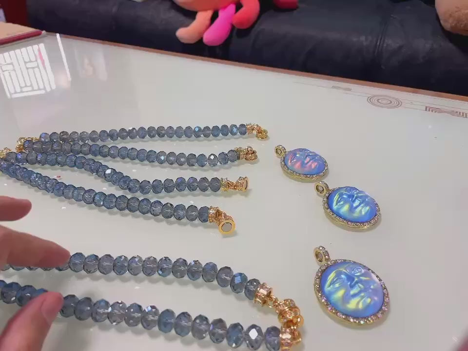 Holographic Moon Face Necklace