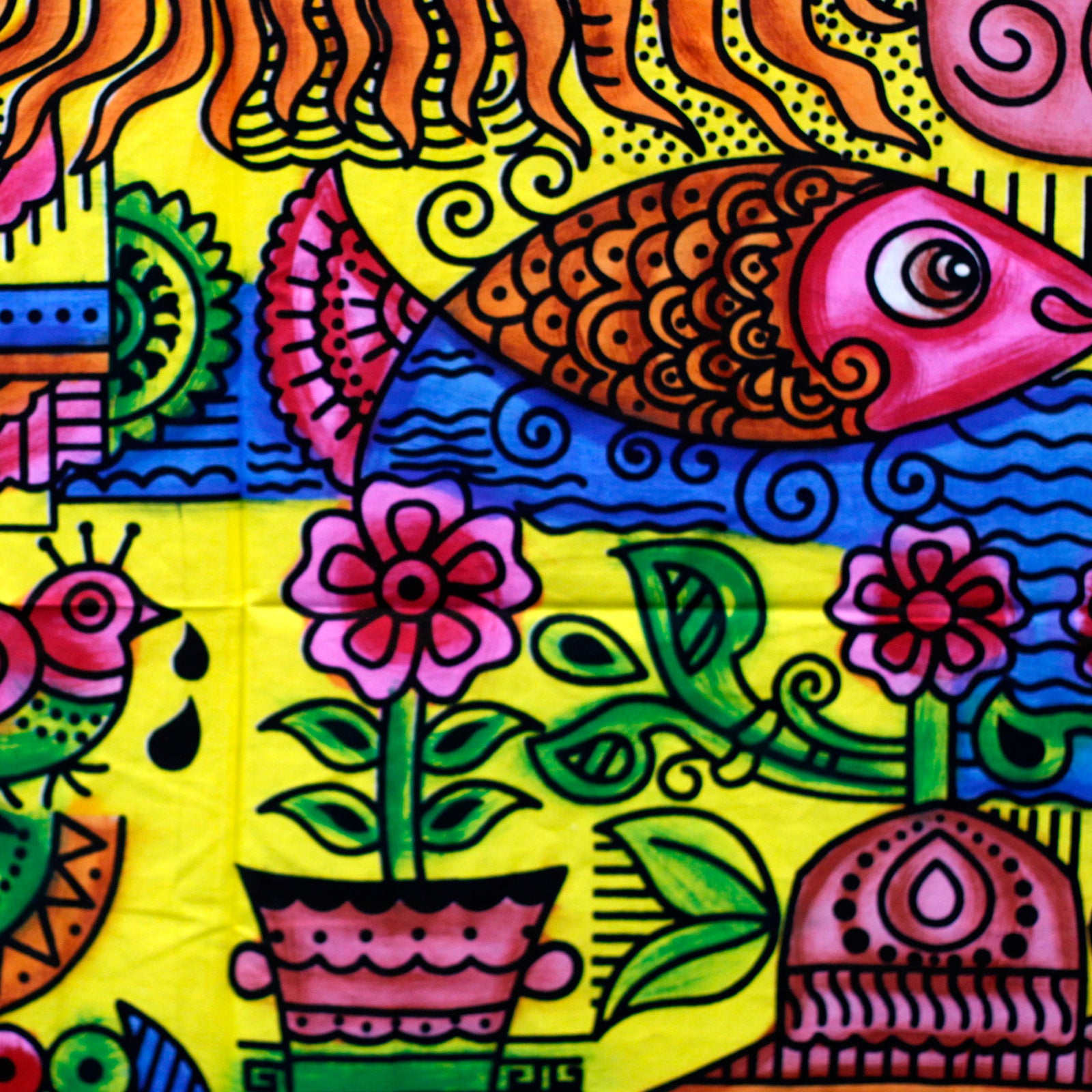 Hand Brushed Cotton Wall Hangings - Floral Fawna