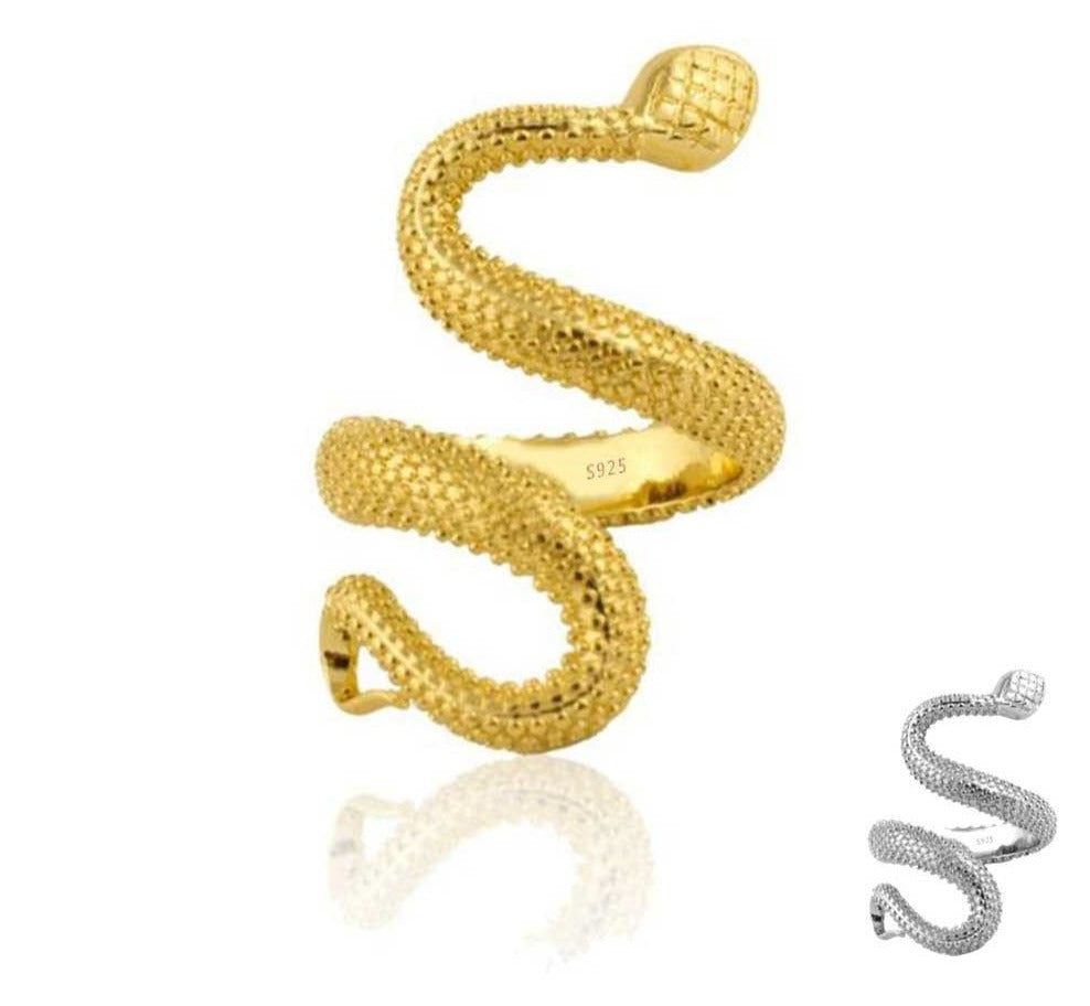 Sterling Silver Snake Ring - Floral Fawna