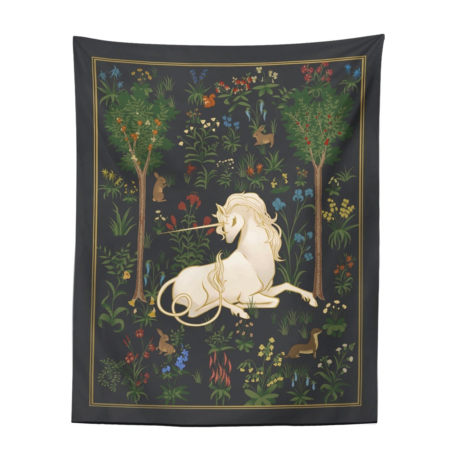 Mythical Unicorn Tapestry - Floral Fawna