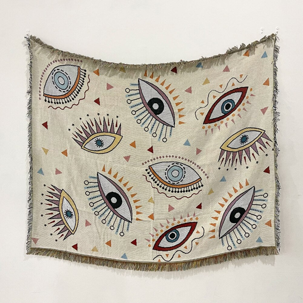 Evil Eye Tapestry Throw - Floral Fawna